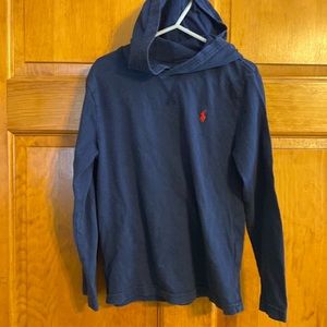 Polo By Ralph Lauren Boy’s Long Sleeve Hooded Shirt Size 7-EUC